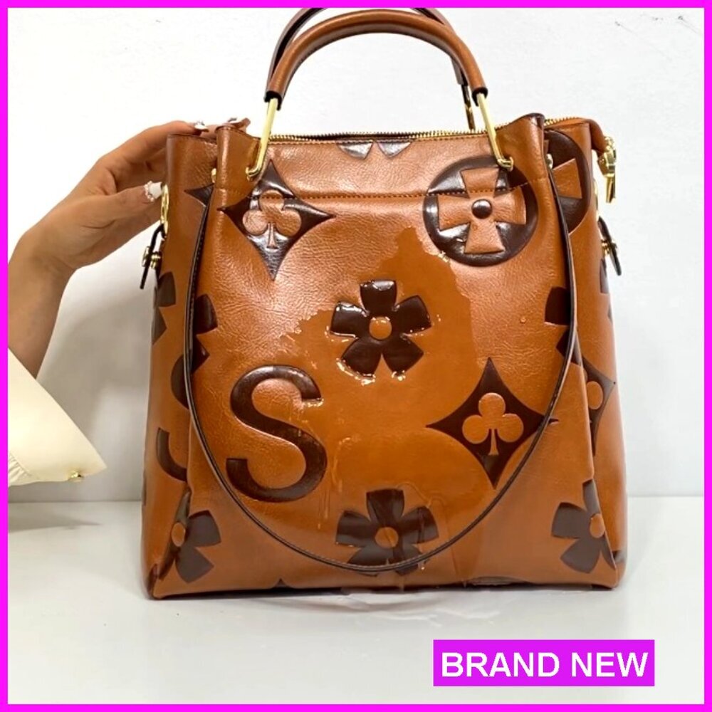Floral Embossed Leather Top Handle Hobo Tote Shoulder Bag Large Capacity - Picture 7 of 7